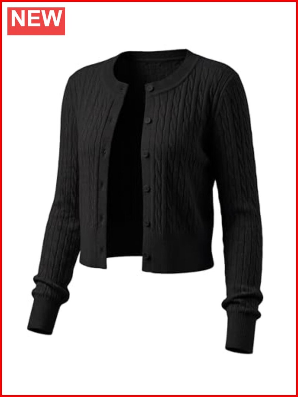 LETDIOSTO Women's Cropped Cardigan Micro-Cable Knit Lightweight Sweater